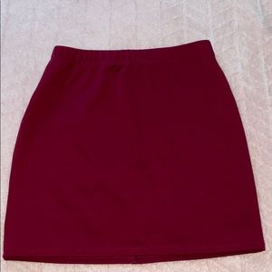 dark red tight mid leg skirt